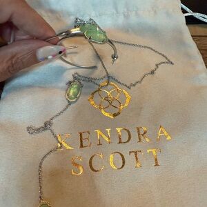 Kendra Scott Silver and Green Jewelry Set